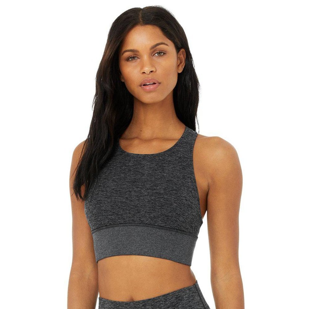 Alo Yoga Sports Alosoft Serenity Racerback Bra Dark Heather Green Size S-NWOT